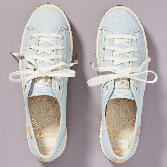 Anthro Keds x Rifle Paper Embroidered Sneakers 7.5 - Picture 2 of 5